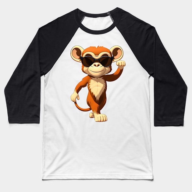 Monkey in cartoon style Baseball T-Shirt by IrinaGuArt